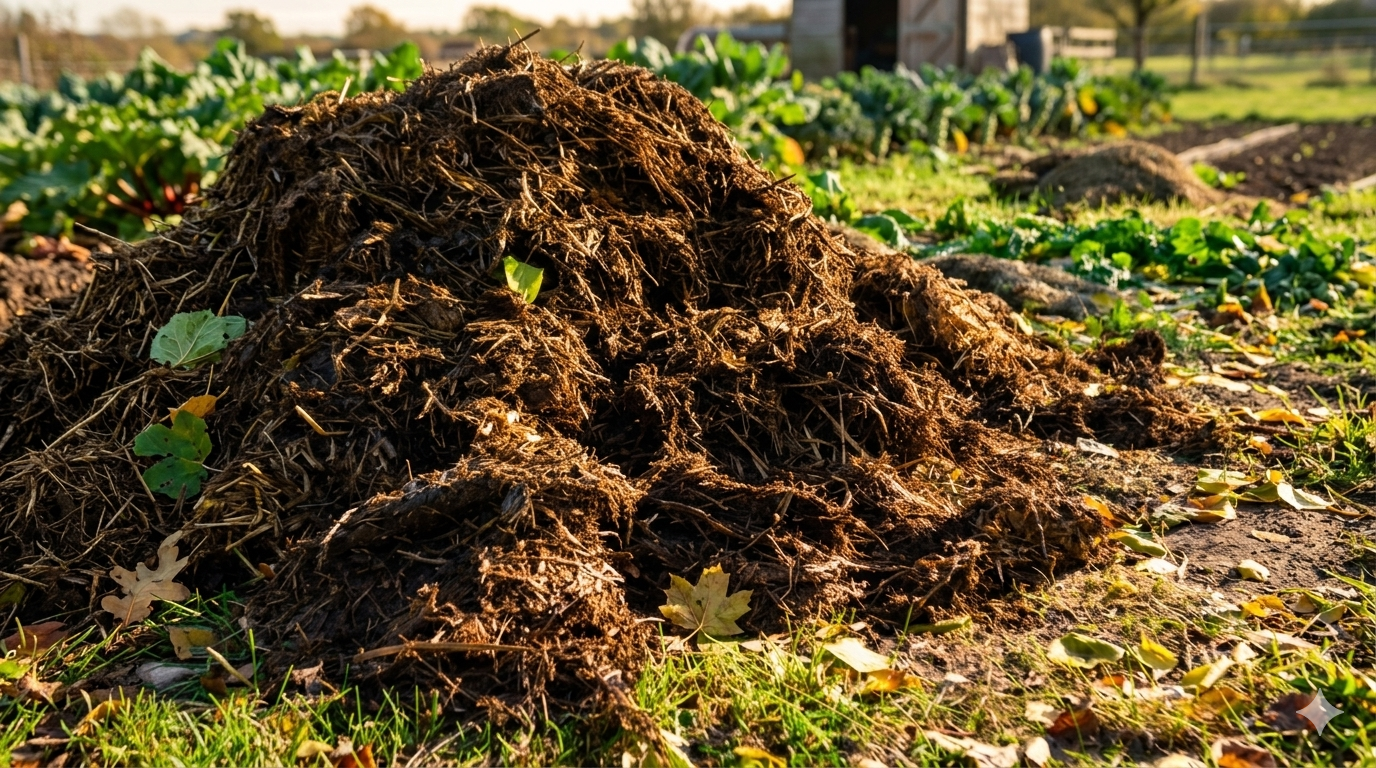 large garden compost pile — best homemade compost for banana trees