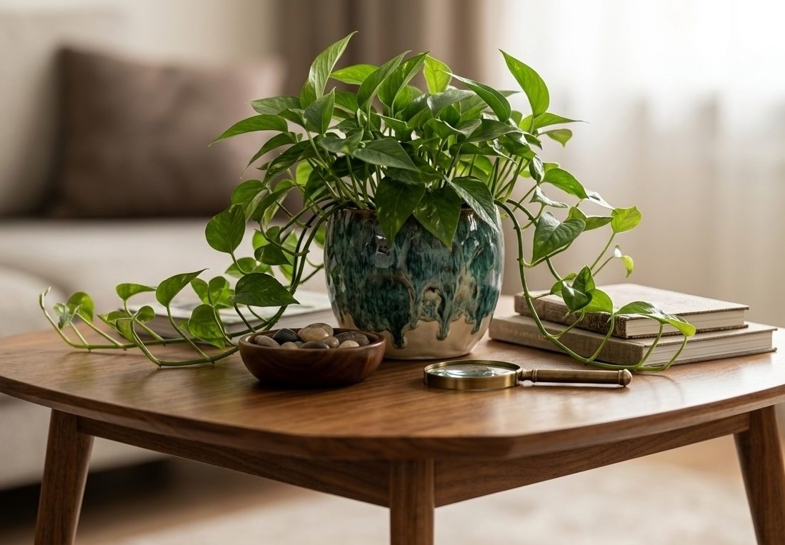 Epipremnum pinnatum (dragon tail plant) in a pot